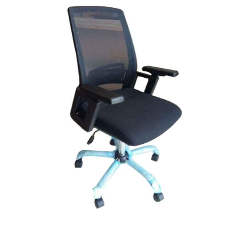 Smart Office Furniture Full Black Mesh & Fabric Visitor Chair, W-152D-V