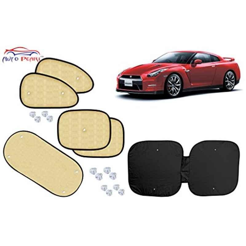 Auto Pearl 6 Pcs PVC & Mesh Beige Window, Front & Rear Sun Shade Set for Nissan GTR