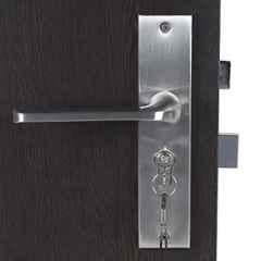 Handle Waala Bullet-CYS-BSK 8 inch 60mm Stainless Steel Silver Cylindrical Plate Both Side Key Mortise Door Lock Set