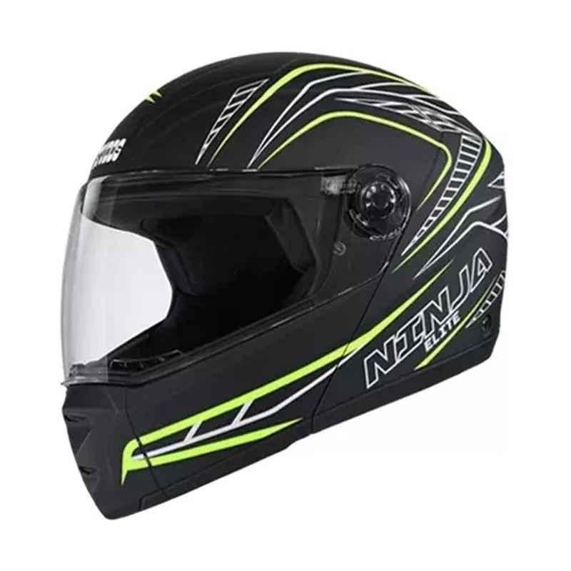 Studds Ninja Elite Super D5 Decor Plastic Black Full Face Flip-Up Helmet, Size: 540 mm