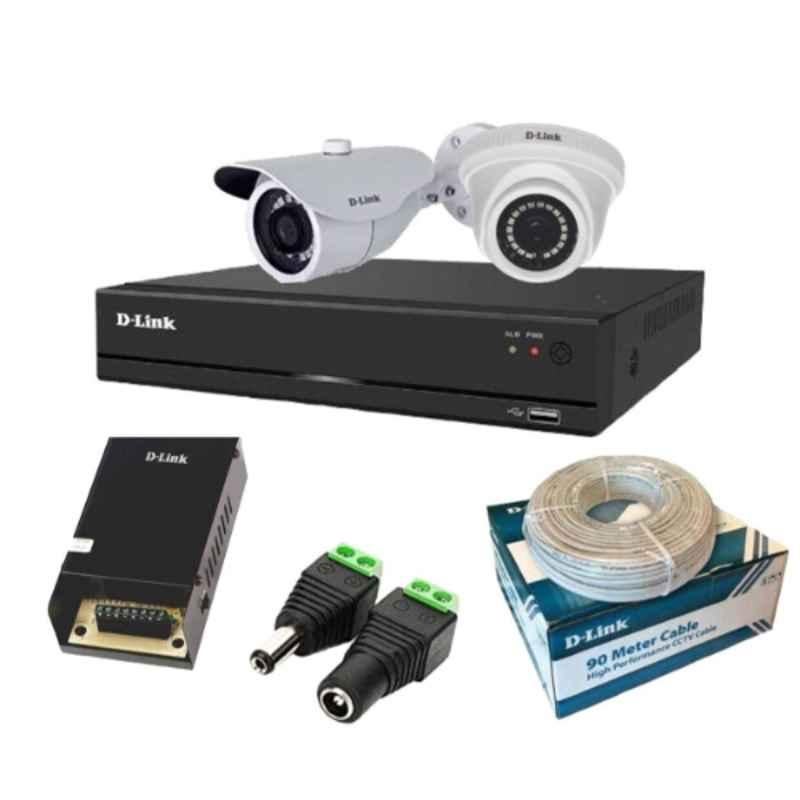 D-Link 1MP CCTV Camera Kit with 1 Pc Dome Camera, 1 Pc Bullet Camera, 1 Pc 4 Channel DVR & All Accessories