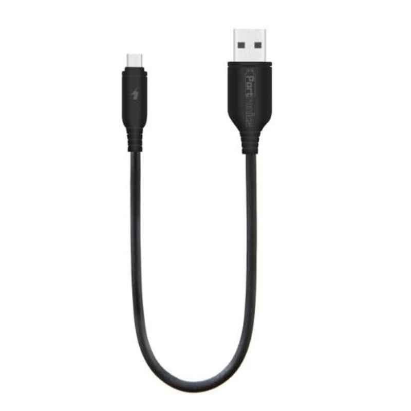 Portronics Konnect Flex Mini Black 25cm Long Micro USB Cable, POR-382 (Pack of 20)
