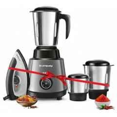 Longway Super Pro 500W ABS Plastic Silver & Black Mixer Grinder with 3 Jars & Kwid 1100W Dry Iron Combo & 2 Years Warranty