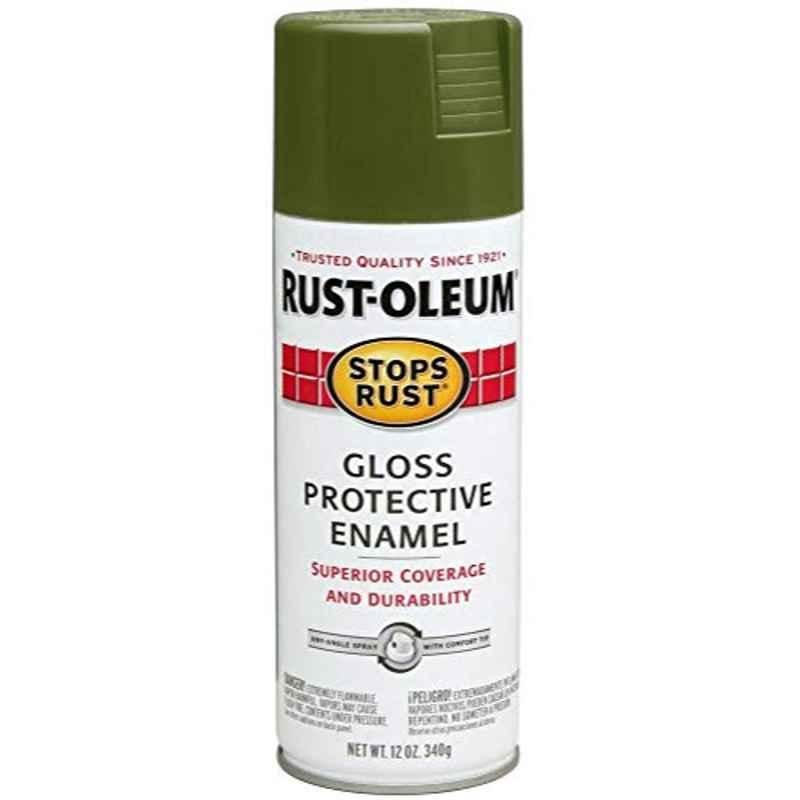 Rust-Oleum Stops Rust 12oz Army Green 214087 Glossy Protective Enamel Spray
