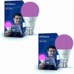 Magik Deco Plus 9W B22 Polycarbonate Pink LED Bulb (Pack of 2), LUDP009P4260E2