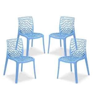 Maharaja Wave 43x79.5x49cm Plastic Blue Outdoor Chair without Arm Rest (Pack of 4)