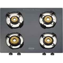 Padmini 4 Burner Stainless Steel Black Automatic Ignition Glass Top Gas Stove, 4 GT Royal Auto