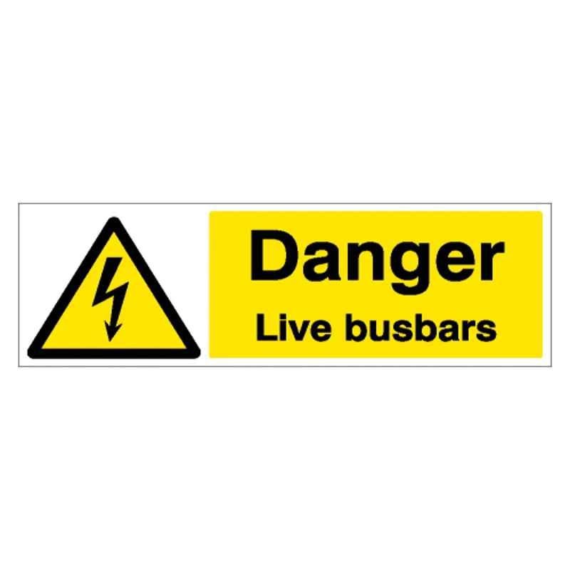 SUNSIGNS 300x100mm Vinyl & Sun Board Danger Live Busbars Signage, SN0171VNLM1HPIAAG