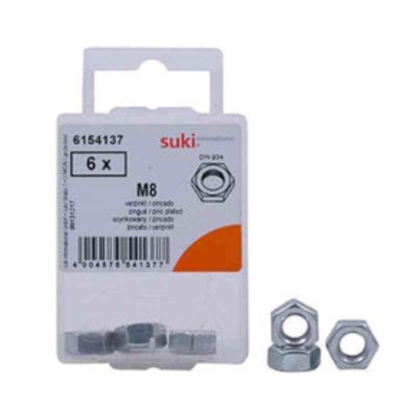 Suki M8 Zinc Plated Hex Nut, ACEUAE321799 (Pack of 6)