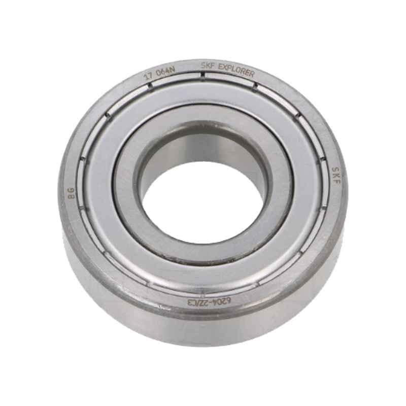 SKF Single Row Deep Groove Ball Bearing, 6204-2Z/C3