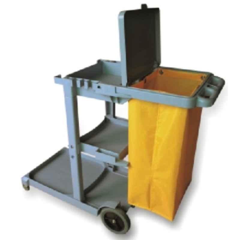 Baiyun 119.5x51x99.5cm Gray Janitor Cart with Cover, AF08160A