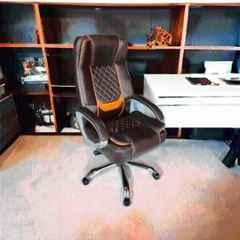 RM HOME Jubly Leather High Back Brown Executive Chair