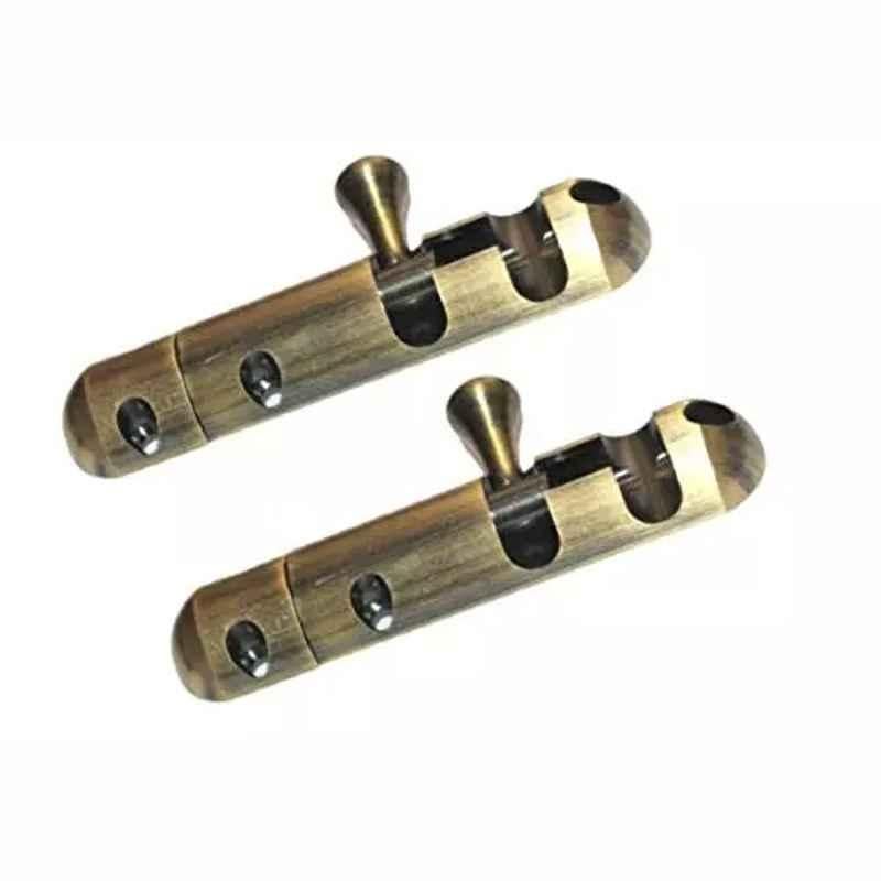 RiseOm 18 inch Capsule Brass Antique Brass Finish Tower Bolt, CA-U6GR-FTY2 (Pack of 2)