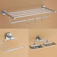 Plantex Nipron 304 Grade Stainless Steel Towel Rack for Bathroom/Double Soap Holder/Napkin Ring/Bathroom Accessories Chrome