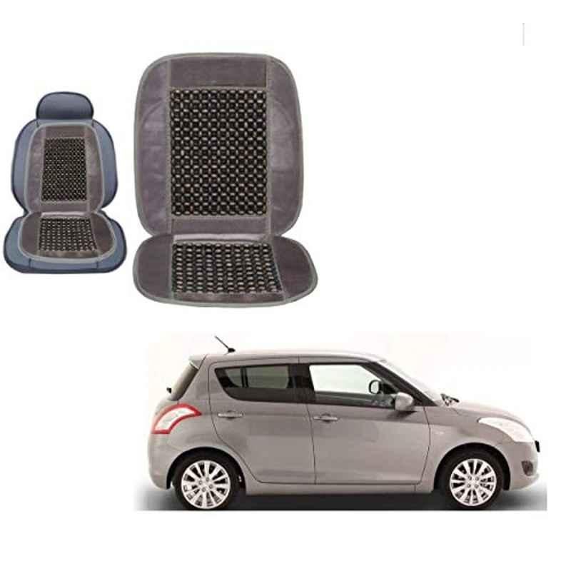 Kozdiko Wooden Bead Seat with Grey Velvet Border for Maruti Suzuki Swift Type 2011-2017