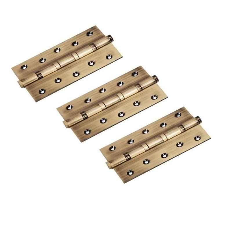 Smart Shophar 5x1.5x3 inch Brass Antique Bearing Hinge, SHA10HG-BEAR-AN5X1.5X3-P3 (Pack of 3)