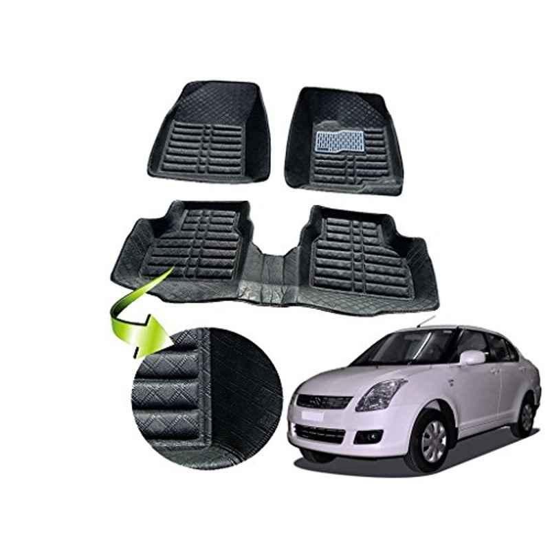 Kozdiko 3 Pcs 5D Black Car Foot Mat Set for Maruti Old Dzire, koz_37532