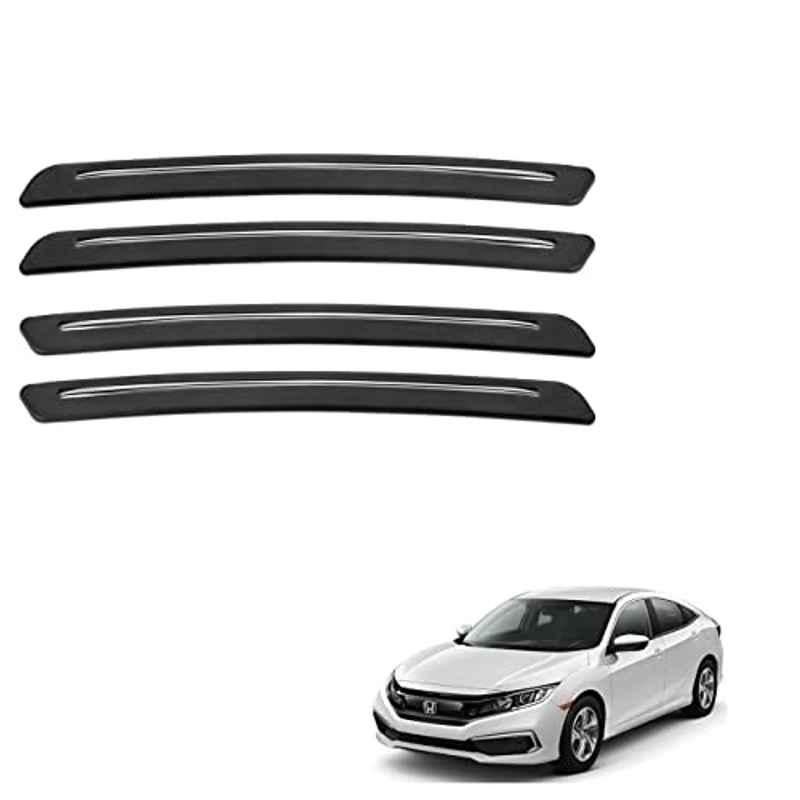 Kozdiko 4 Pcs Rubber Black Car Bumper Protector Set with Chrome Strip for Honda Civic 2019-Present