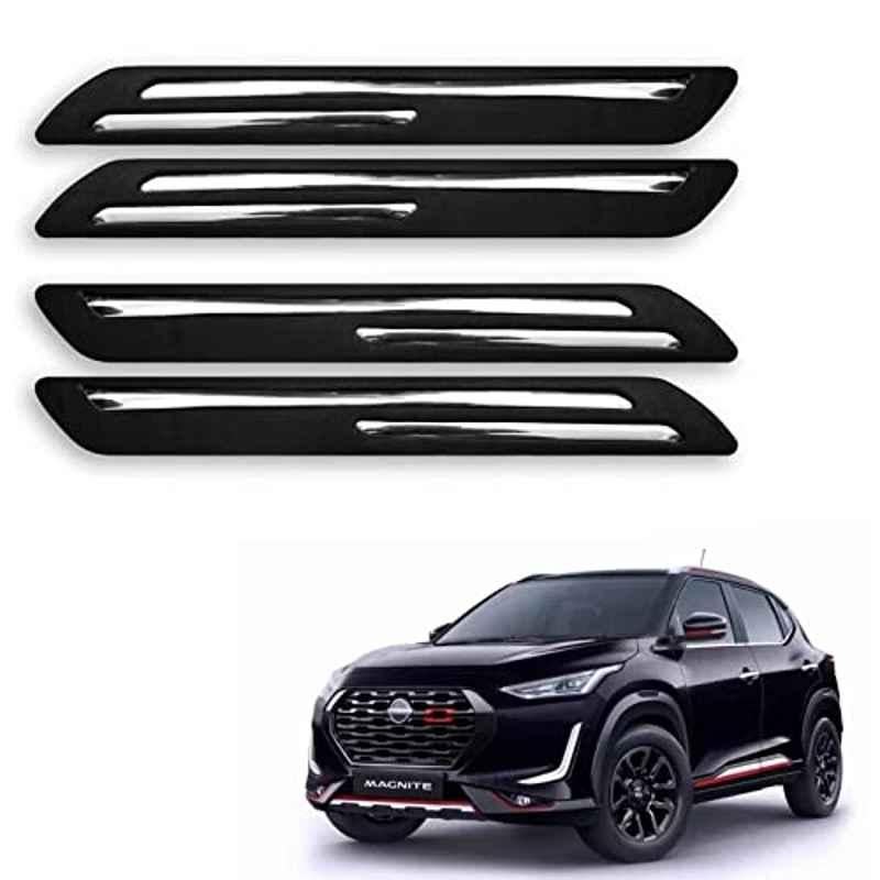 Kozdiko 4 Pcs Rubber Black Double Chrome Strips Car Bumper Protector Guard Set for Nissan Magnite