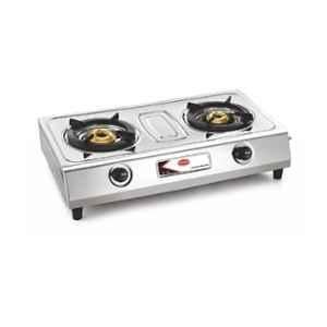 Padmini 2 Burner Silver Manual Ignition Stainless Steel Gas Stove, 2BR CS-200