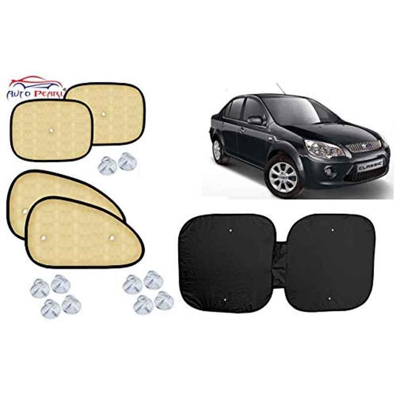 Auto Pearl 5 Pcs PVC & Mesh Beige Window & Front Sun Shade Set for Ford Fiesta Classic