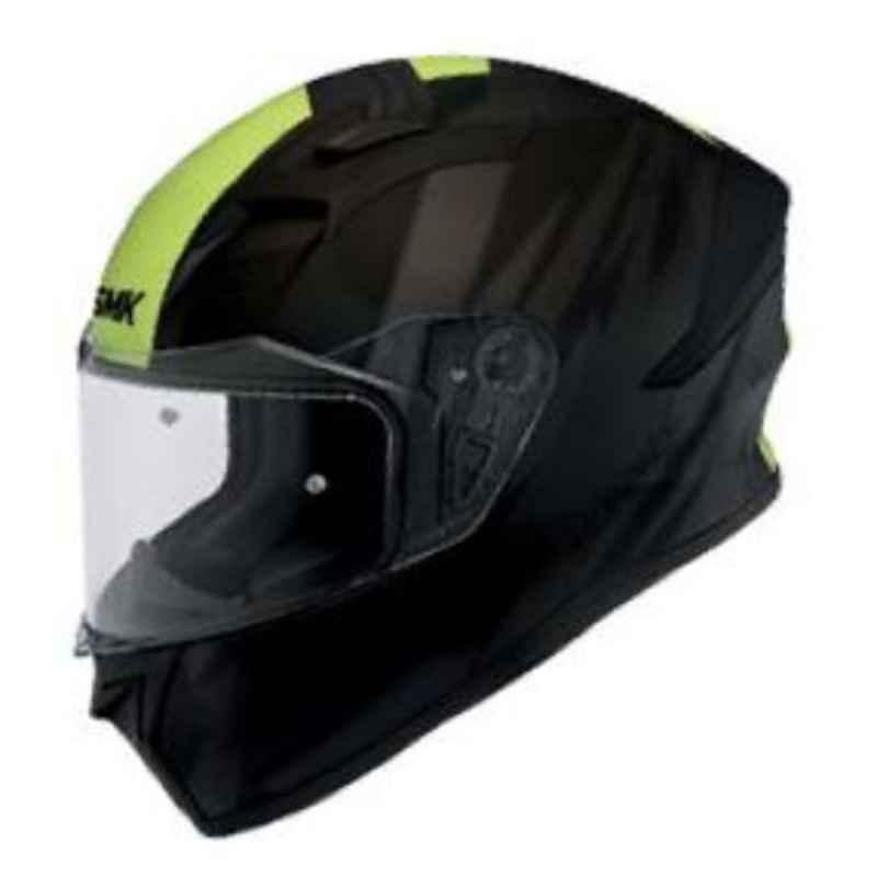 SMK Stellar Trek Yellow & Black Full Face Motorbike Helmet, MA264, Size: Large