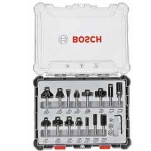 Bosch 15 Pcs Mixed Application Router Bit Set, 2607017472