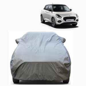 Aarex Auto Polyester Grey 100% Waterproof Car Body Cover with Mirror Pocket, Cotton Layer, Triple Stitched & Adjustable Belt for Maruti Suzuki Swift All Models (2005-2024), SW-Grey