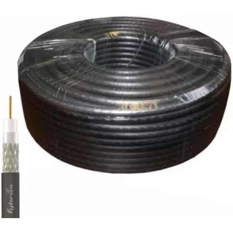 Fybros Black RG-6 CCS PVC Insulated Coaxial Cable, FWC115001, Length: 100 m
