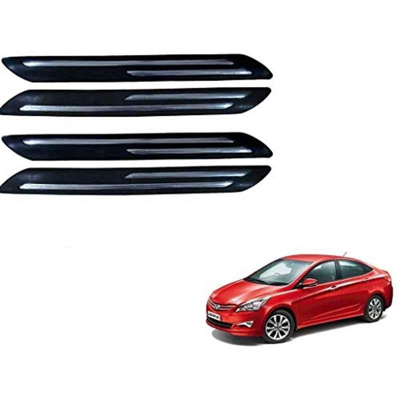 Kozdiko 4 Pcs Double Chrome Bumper Protector Black Set for Hyundai Fluidic Verna