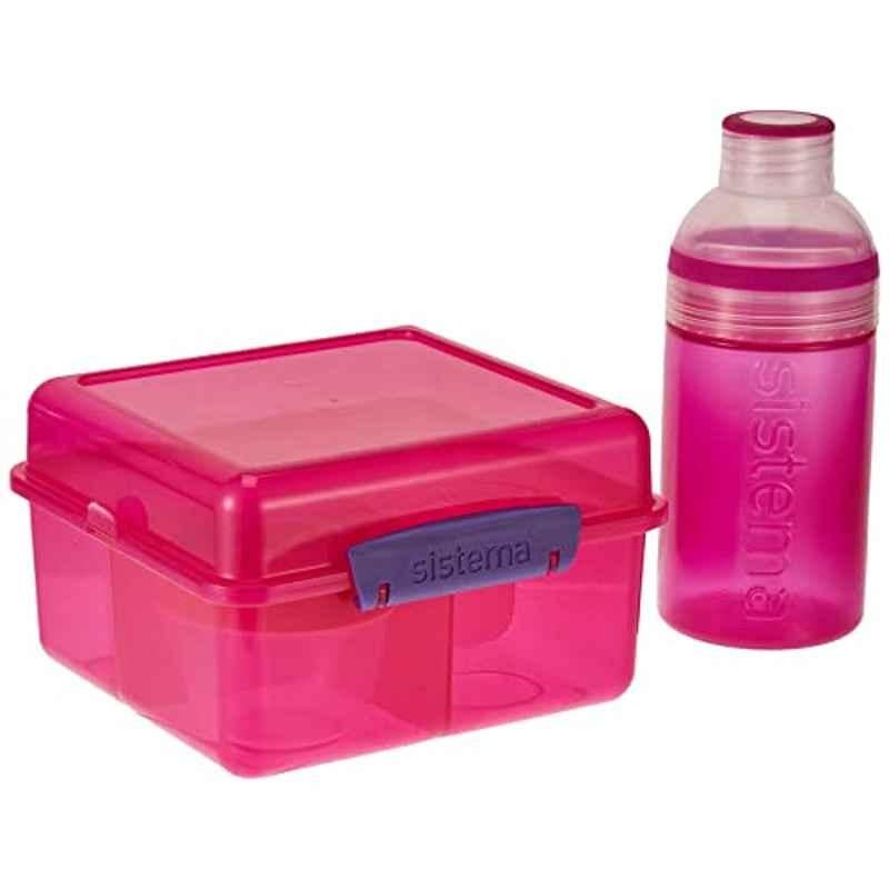 Sistema 0.5L Plastic Pink Cube Max Lunch Box Set, 41580