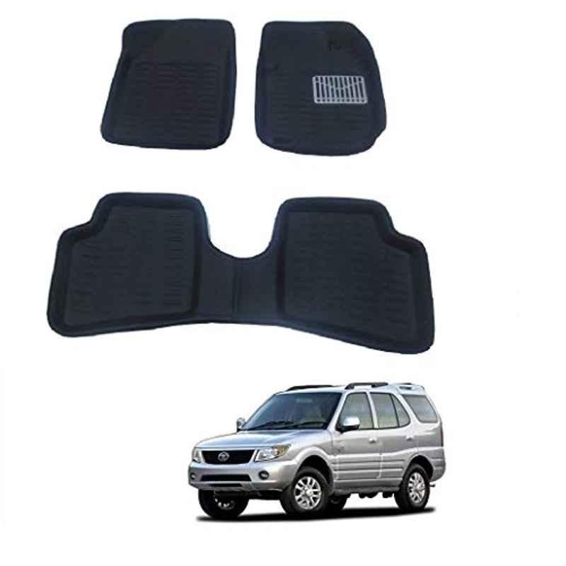 Kozdiko 5 Pcs 3D Black Car Foot Mat Set for Tata Safari, koz_68073