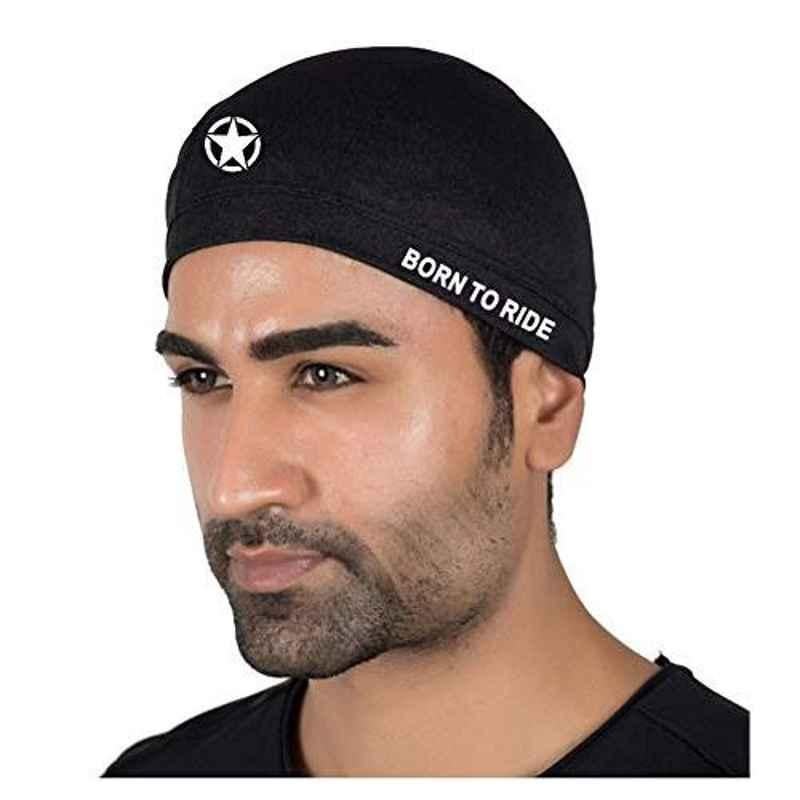 Just Rider Black Thermal Retention & Performance Moisture Wicking Skull Cap Helmet Liner for Men
