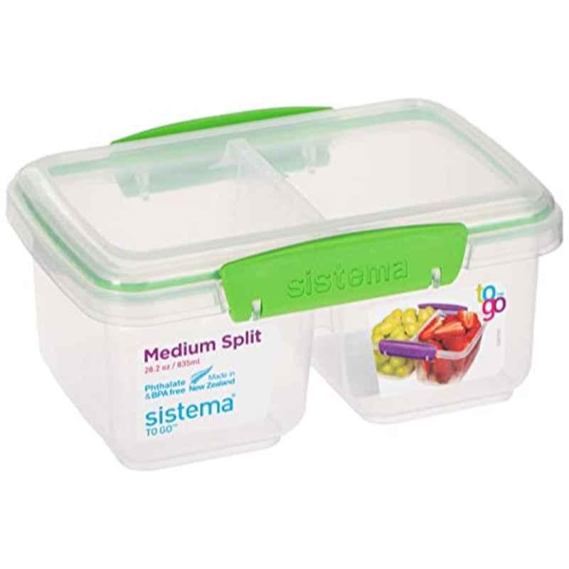 Sistema 835ml Green Medium Split To Go Food Storage Container, 21620