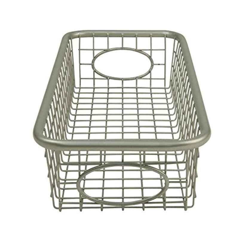 Spectrum Diversified Alloy Steel Satin Nickel Avery Open Design Wire Basket with Handle Storage Bin, 70877