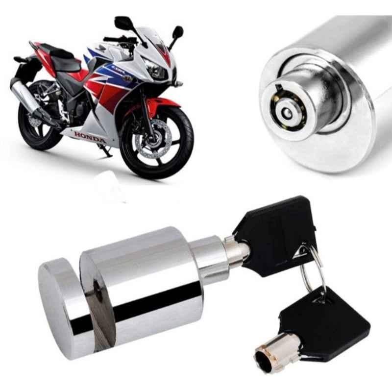 Auto Pearl Stainless Steel Silver Heavy Duty Anti Theft Motorcycle Disc Brake Lock, Lock-211