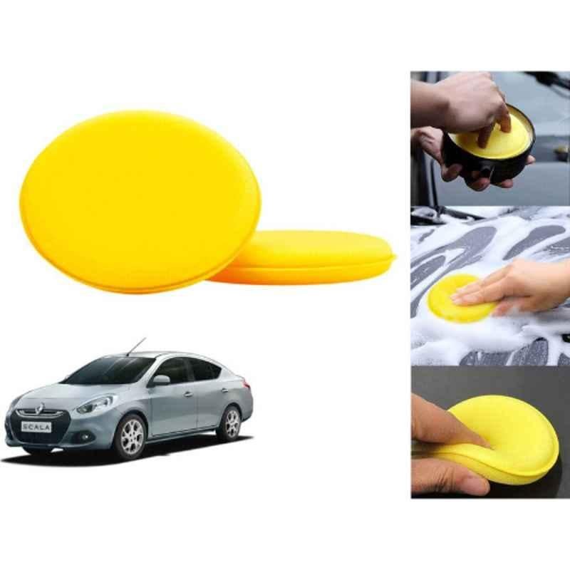 Auto Pearl Polyurethane Beige Washing & Waxing Polish Foam Sponge for Scala (Pack of 2)