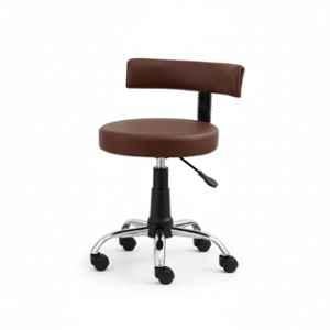 Newturn Ketto Synthetic Leather Brown Swivel Stool Chair with Metal Stand Base for Home, Office, Salon & Shop