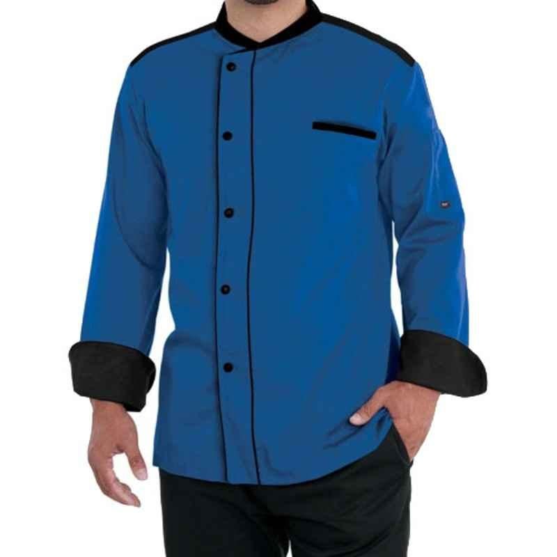Superb Uniforms Polyester & Cotton Royal Blue Long Sleeves Two Tone Kitchen Cook Dress, SUW/Rbl/CC026, Size: 2XL
