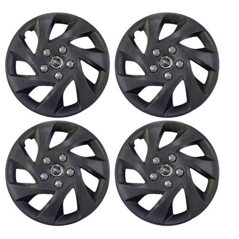 Hotwheelz 4 Pcs 14 inch Black Wheel Cover Set for All Cars, HWWC_AMAZER_BK14_I20 ELITE