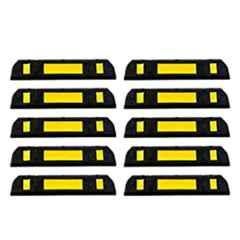 Ladwa 600mm Rubberised Car Wheel Parking Stopper with Reflective Yellow Tape Curb, LCS 600-P10 (Pack of 10)