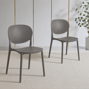 CELLBELL Aero Plastic Grey Stackable Armless Chair (Pack of 2)