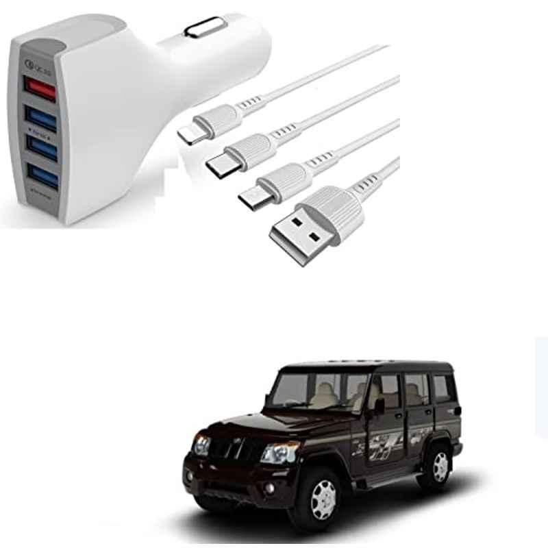 Kozdiko 4 Port USB Car Charger with 3 in 1 Cable for Mahindra Bolero