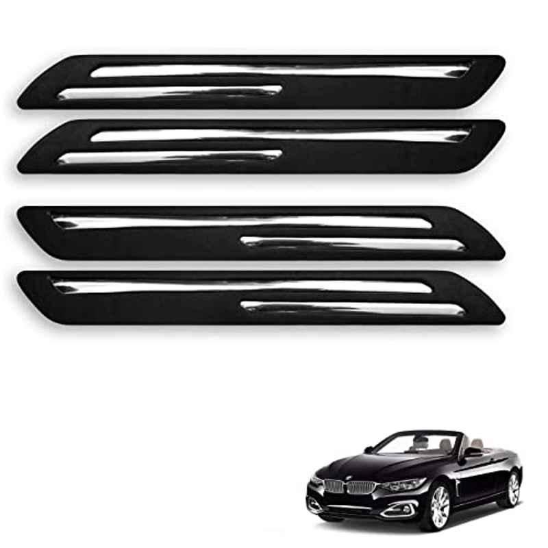 Kozdiko 4 Pcs Rubber Black Double Chrome Strips Car Bumper Protector Guard Set for BMW 4 Series