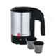 Cello Quick Boil 700 1000W 0.5L Stainless Steel Black & Silver Electric Kettle with 2 Travel Cups
