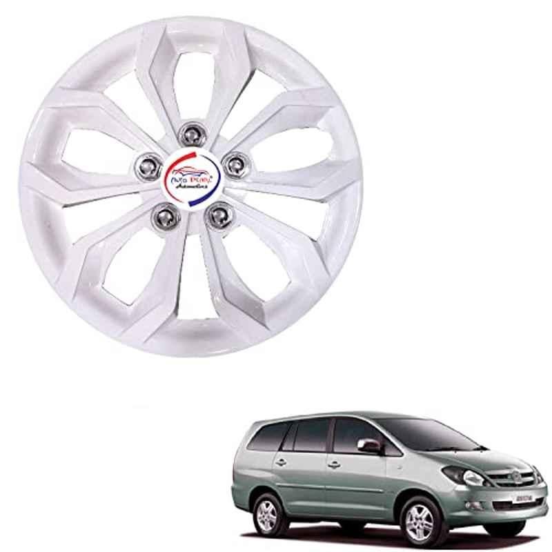 Auto Pearl 4 Pcs 15 inch ABS Pearl White Hubcap Wheel Cover Set with Retention Ring for Toyota Innova 2005 2012