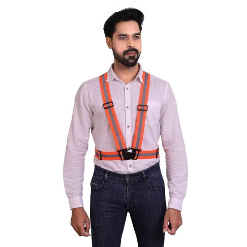 ReflectoSafe High Visibility Reflective Adjustable Orange Polyester Safety Belt (Pack of 10)