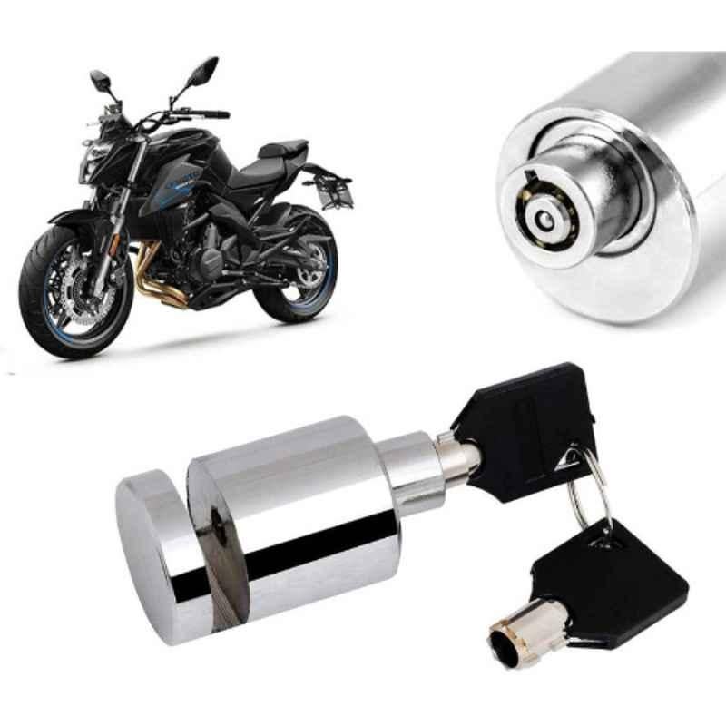Auto Pearl Stainless Steel Silver Heavy Duty Anti Theft Motorcycle Disc Brake Lock, Lock-108