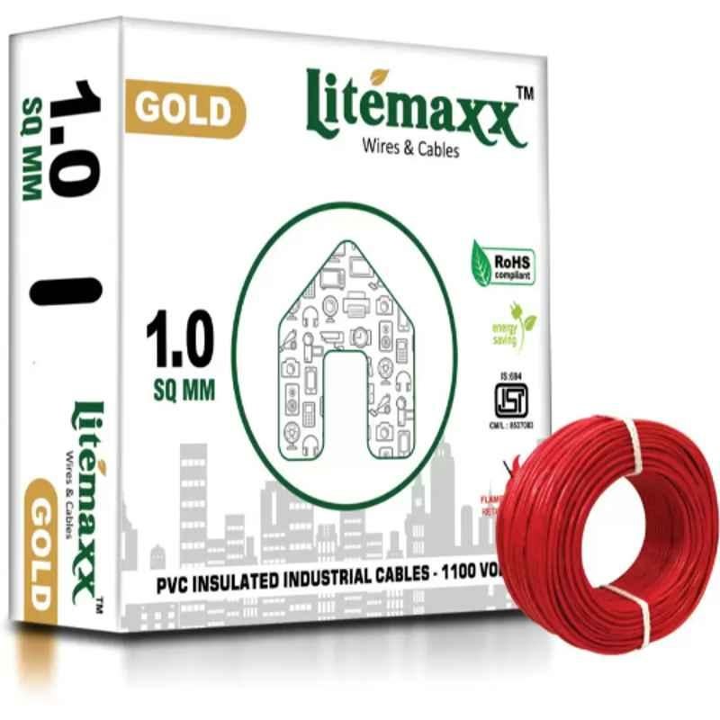 Litemaxx Gold 1 Sqmm PVC Red Housing Wire, Length: 90m