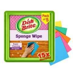 Dish Brite Multicolour Biodegradable Sponge Wipes with Super Absorbent (Pack of 5)
